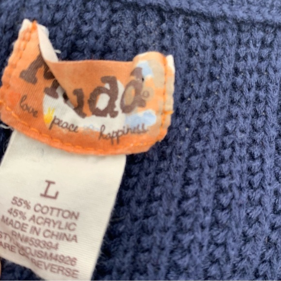 Mudd‎ Y2K Empire Sweater Large  Blue Scoop Neck Cap Sleeve Long Line Boho Casual - Picture 8 of 10